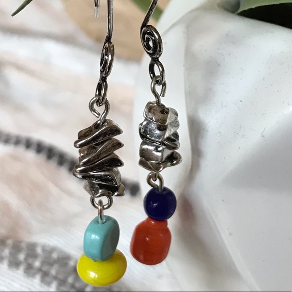 Handmade stacked stone earrings - Picture 3 of 3